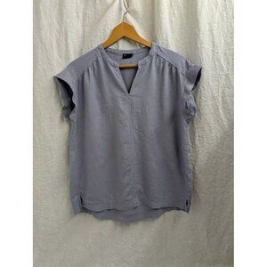 Splendid linen blend blouse, light blue v- neck tunic style women's medium L7